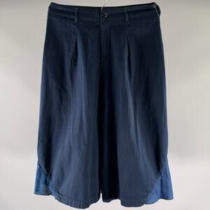 KAPITAL Size S Navy Indigo Cotton Linen Wide Shorts